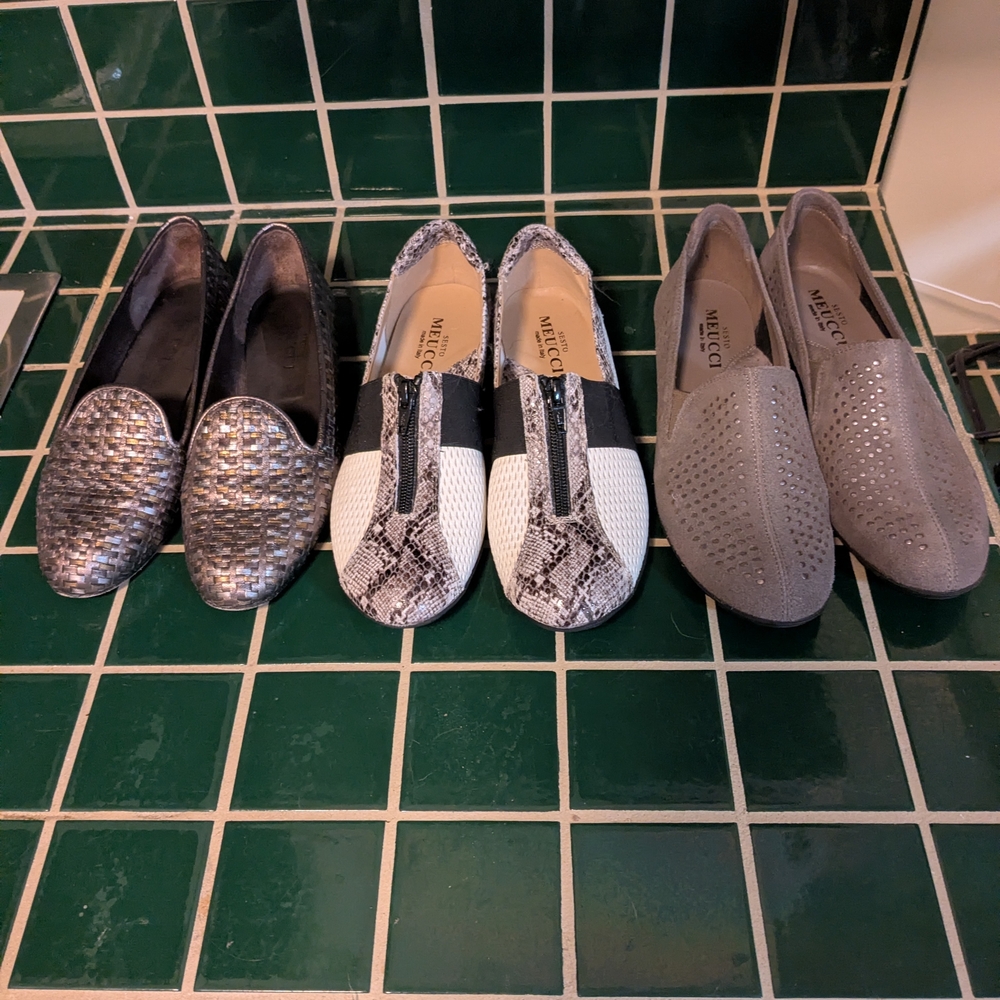 3 Pairs of Sesto Meucci Loafers Size 7 Narrow